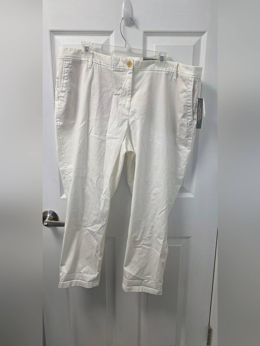 Talbots Girlfriend Chino Relaxed Pants Women's Size 18WP Petite White Ankle NWT